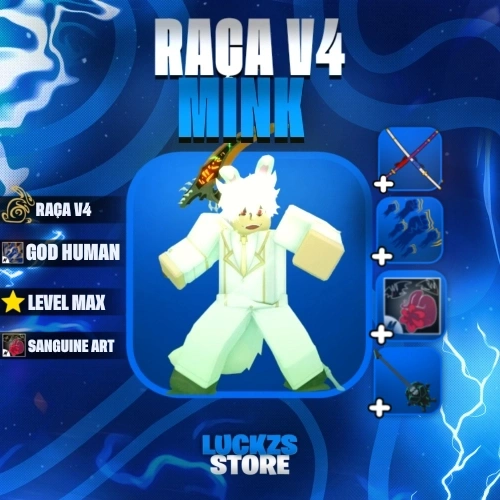 Conta Level Max com V4 Full Mink, Sanguine Art e CDK no Blox Fruits