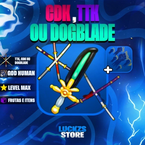 Conta com Dog Blade, TTK ou CDK, Godhuman e Level Max no Blox Fruits