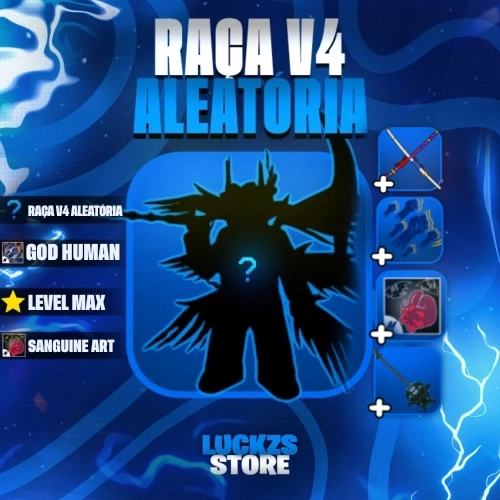 Conta Level Max com V4 Full Aleatória, Sanguine Art e CDK no Blox Fruits