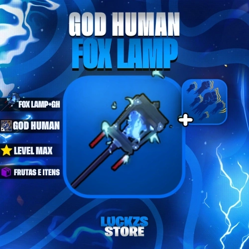 Conta Level Max com Godhuman e FOX Lamp no Blox Fruits