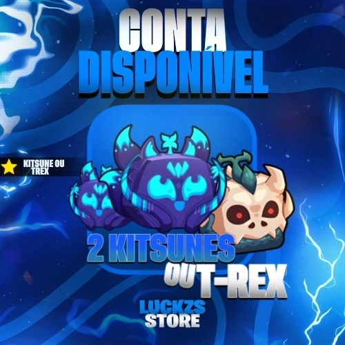 2 Kitsune ou T-Rex no inventário no Blox Fruits